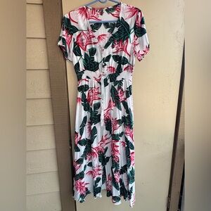 Tropical Print Maxi Dress